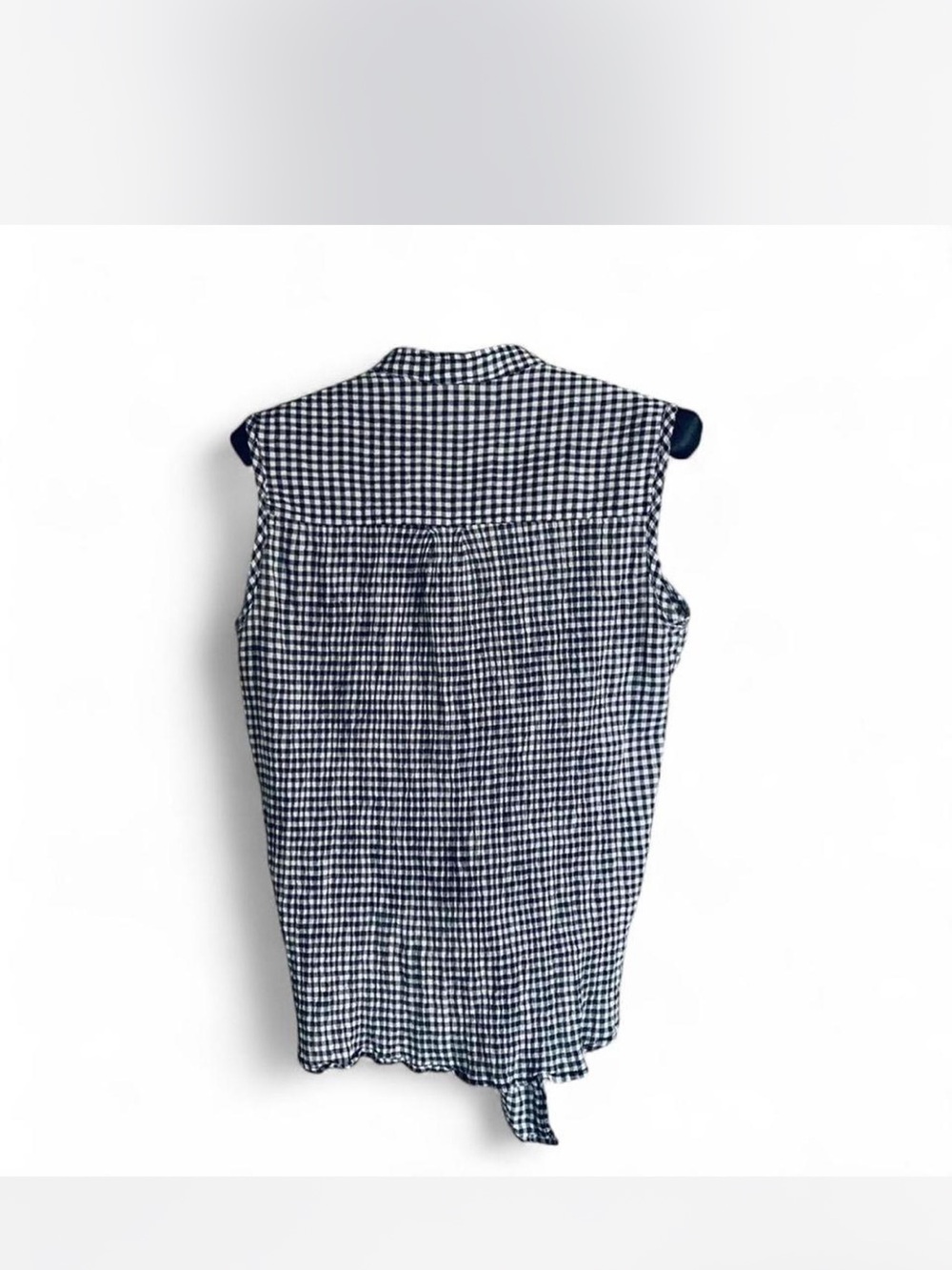 Sleeveless Button-down Max Studio Black & White Gingham Tie-Front Top size S - Picture 3 of 7